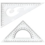 BronaGrand Triangle Ruler Square Set, 30/60 and 45/90 Degrees, Set of 2