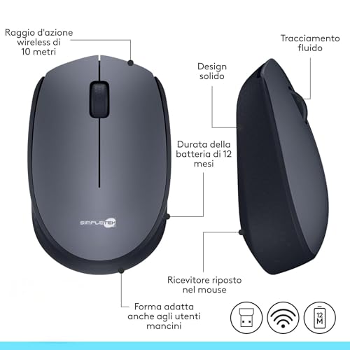 Kit de ratón y teclado inalámbrico de 2,4 GHz SIMPLETEK con receptor nano USB 5