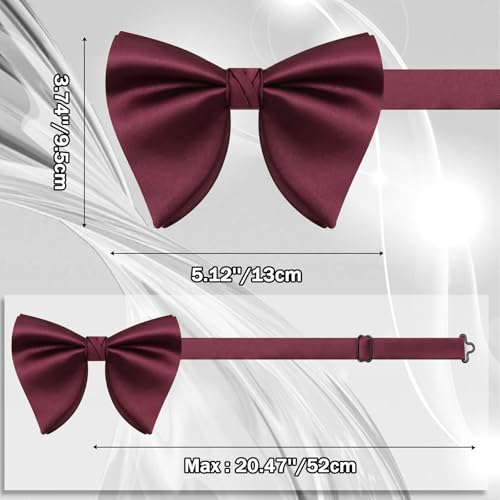 Image of Mens Bow Tie Pre Tied Oversized Bow Ties for Men Satin Bowties for Tuxedo Wedding Party Banquet