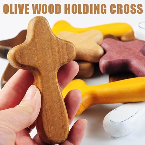 Imán decorativo en madera con cruz blanca miniatura 2