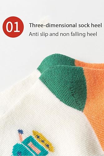 kiobrvhe Kids Socks with Grips Non Slip Slipper Socks Cartoon Print 10-Pairs Pack Cozy Fluffy Winter Warm Crew Socks (A Style A,1-2T,US,Age,1 Year,2 Years)4