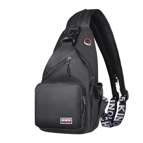 Convertible Sling Bag Crossbody Backpack with Headphone Jack Small Shoulder Chest Bag Casual Daypack for Women Men