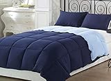 Chezmoi Collection 3-Piece Navy Light Blue Super Soft Goose Down Alternative Reversible Comforter Set, King Size