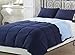 Chezmoi Collection 3-Piece Navy Light Blue Super Soft Goose Down Alternative Reversible Comforter Set, King Size
