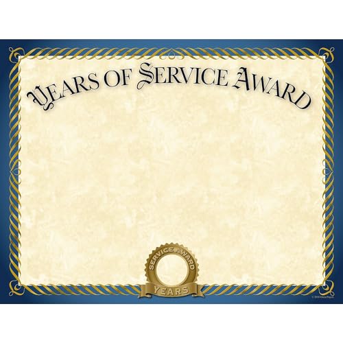 Great Papers! Years of Service Foil Certificate, 20 Count, 8.5" x 11" (2015113),Blue