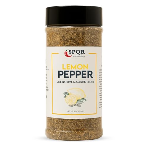 All Natural Lemon Pepper Seasoning XL 11 Ounce Jar No Citric Acid or Artificial Coloring by SPQR Seasonings