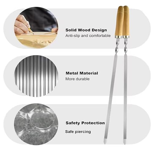 7 Stück Premium Edelstahl Grillspieße Set – Flache 2 mm Spieße, 55cm Lang und 10mm Breit, Rostfrei & Wiederverwendbar, Ideal für BBQ Fleisch, Gemüse & Kebab – Perfekt für Grill, Barbecue & Camping
