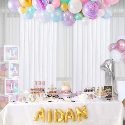 Image of White Sequin Backdrop Curtain 6 Pcs 2ftx8ft Sparkly Glitter Wedding Party Photography Background Drapes for Birthday Prom Decoration