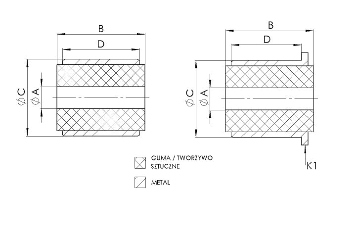 TEDGUM 00028545 BOCCOLA RIDUTTORE ASSE ANTERIORE (SINISTRA)