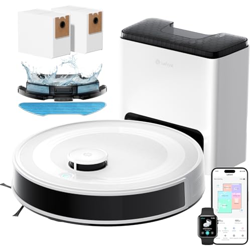 Lefant M2 Plus Robot Vacuum Cleaner with Mop, 6000Pa Suction, LiDAR Navigation, Self-Emptying Station, 75-Day Auto Dust Collection, Works with Alexa/App, for Hard Floors & Carpets, WiFi 2.4G & 5G