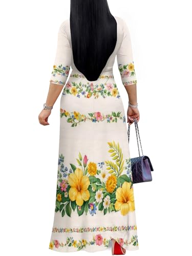 Image of PinkPatty Plus Size Dresses for Curvy Women V Neck Flowy Long Sleeves Wrap Maxi Dress Travel Vacation Outfits