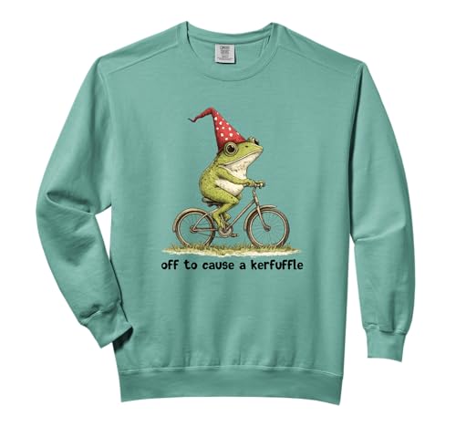 Off to Cause A Kerfuffle Funny Meme Frog Comfort Colors Adult Sweatshirt