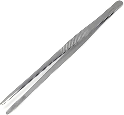 Miniatura 1 de Pinzas multiusos de mango largo, pinzas de acero inoxidable rectas y curvas, puntas dentadas romas con cómodo mango acanalado para un agarre fuerte,