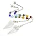 Top Plaza 7 Chakra Healing Crystal Tumbled Palm Stones and Natural Clear Quartz Dowsing Pendulum Reiki Balance Meditation Jewelry Sets(Faceted Pendulum#3)