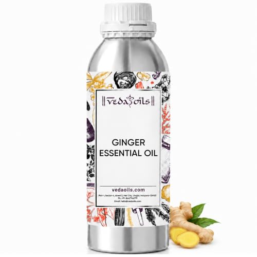 Image of VedaOils Ginger Essential Oil 100ml | 100% Pure, Natural & Undiluted | Ginger Oil for Weight Loss Belly Fat, Fat Loss & Pain Relief Massage | For Hair Growth, Skin Care & Aromatherapy