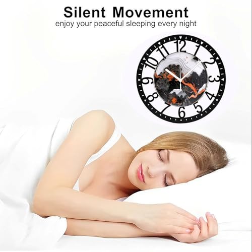 Reloj de Pared Metal 10" Negro Naranja Silencioso miniatura 6