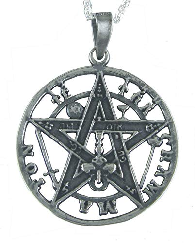 Alylosilver Collar Colgante Tetragramatón Amuleto de Plata para Hombre Mujer - Incluye Cadena de Plata de 45 cm. y Estuche para Regalo