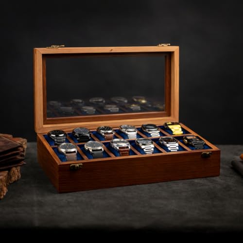 Image of Luxury Watch Case Storage Collection, Watch box for men and women,Wrist Watch Display Box Organizer for Men and Women 12 Slots, Gift For Him,Christmas, Valentine;s Day, Dark Indian Rosewood Made