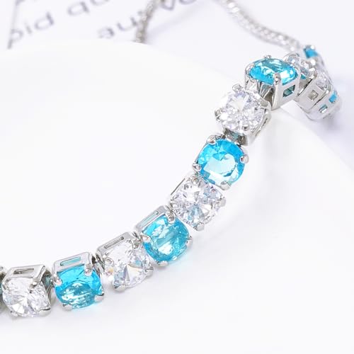 Suyi Tennis Bracelet Birthstone Cubic Zirconia Bracelet Silver Silder Bracelet Birthday Jewellery - Image 5
