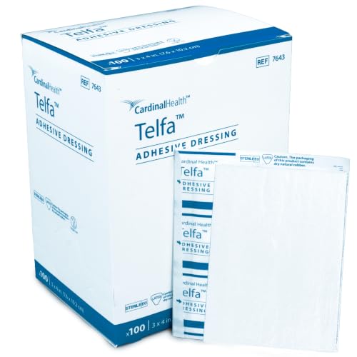Covidien 7643 Telfa Adhesive Dressing Sterile 1s Peel-Back Package 3 x 4 Size Pack of 100