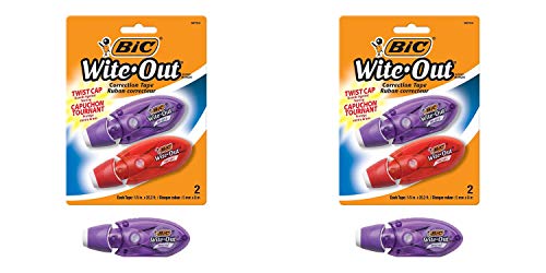 BIC Wite-Out Brand Mini Twist Correction Tape, White, 2-Count (WOMTP21) Pack of 2