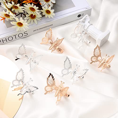 12 Pieces Metal Butterfly Hair Clips Metallic Hollow Butterfly Hair Pins Cute Moving Butterfly Hair Clips 3D Butterfly Hair Clamps For Women Girls Wedding Party Hair Styling (Rose Gold, Silver) #TOP6