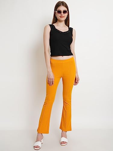 Image of POPWINGS Casual Solid Regular Fit Solid Trouser for Women || Pull On Trouser for Women || Semi-Formal Work Women Trouser for Summer || Stylish Western Trouser
