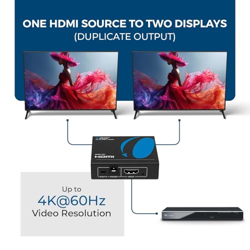 image for OREI UltraHD 4K @ 60 Hz 1 x 2 HDMI Splitter 1 in 2 Out (2 Port) 4:4:4 