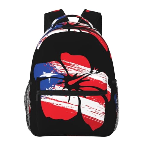 KOSUES Puerto Rico Pride Flag Hibiscus Laptop Backpack