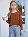 Arshiner Girls Pleated T Shirts Kids Fall Long Sleeve Fashion Tops Tees Caramel 11-12 Years