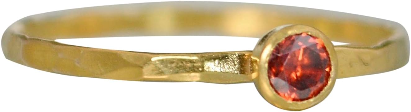 Dainty Solid 14k Gold Garnet Ring