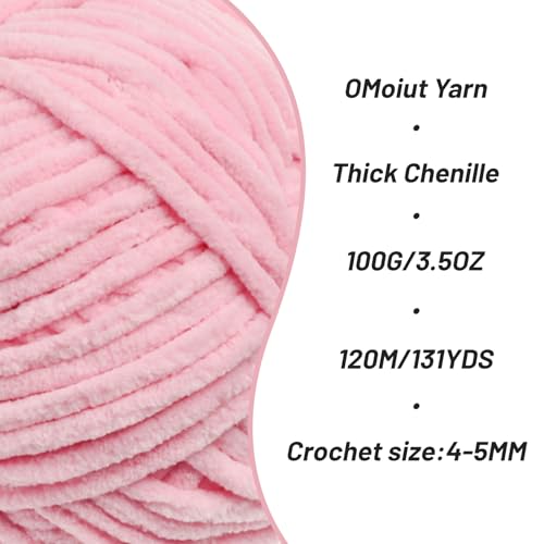 Image of 3 Pack Peach Pink Fluffy Velvet Yarn for Crocheting, Chunky Chenille Baby Blanket Yarn for Crochet, Soft Fuzzy Puzzle Yarn for Knitting, (100g /3.53oz Each) Bulky Thick Amigurumi Crochet Yarns