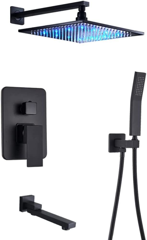 Système de douche encastré mural avec mitigeur et pommeau LED Te
