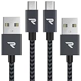 RAMPOW Braided Micro-USB Cable [2-Pack 3.3ft] Android Charger Cable/Samsung Fast Charging Compatible Cable with Galaxy S7/S6, Sony, Motorola and more - Space Gray