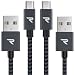 RAMPOW Braided Micro-USB Cable [2-Pack 3.3ft] Android Charger Cable/Samsung Fast Charging Compatible Cable with Galaxy S7/S6, Sony, Motorola and more - Space Gray