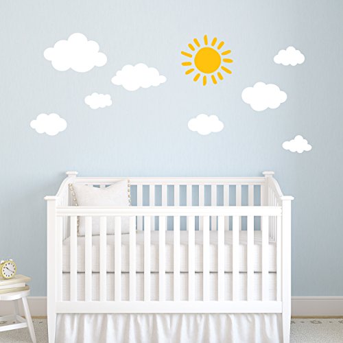 DECOWALL Vinilos Decorativos Letras y Nubes Blanco y Amarillo 4 Piezas miniatura 4