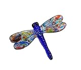 Handmade Colorful Lifesize Blue Dragonfly Fused Glass Colorful Sun Catcher Ornament