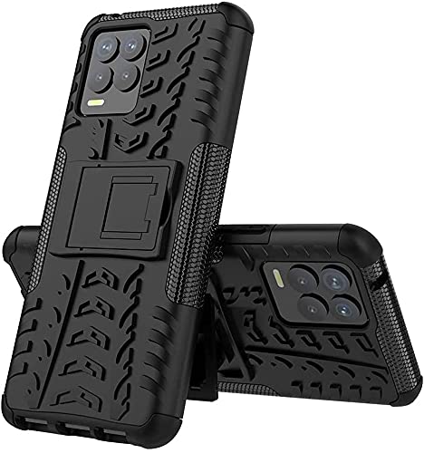 Funda para móvil Oppo Realme 8 / Realme 8 Pro con Soporte Protección 360 Grados 2 en 1 Carcasa Dura Resistente Antigolpes Protectora Heavy Duty Rugged Armor Case (Oppo Realme 8 / Realme 8 Pro, Negro)