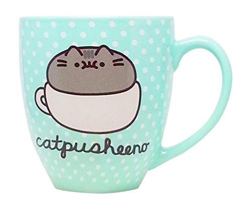 Pusheen Coffee Mug Polka Dot Cute Gifts Cat Mug Lovers Cool Blue 18