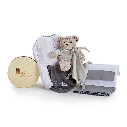 Canastilla bebé Mi Sueño Bordado-Cesta para bebés con manta personalizada con el nombre del bebé- regalo de nacimiento ideal