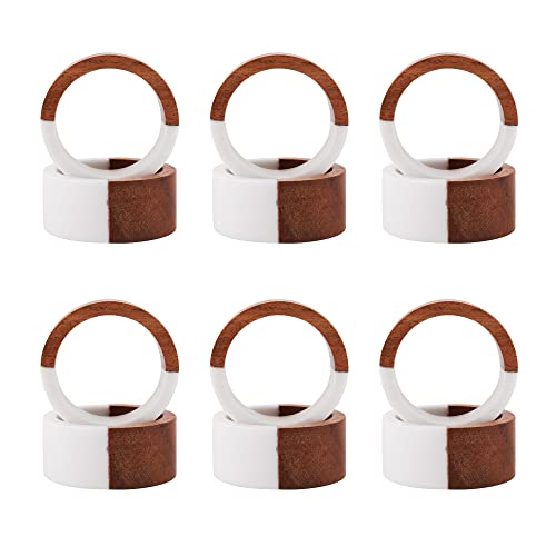 Napkin Rings Set Of 12, Dual Napkin Holders, Serviette Rings Bulk For Party Decoration, Dinning Table, Everyday, Family Gatherings - A Great Tabletop Décor - Brown White #TOP26