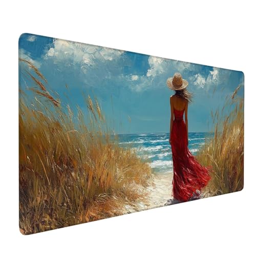 Tapis de Souris Jaune, Tapis de Souris XXL 900x500mm Sous Main Bureau Grand, Femme (2) Mouse Pad, Tapis Gamer Imperméable, Mouse Pad avec Base Anti-Dérapage pour Bureau, Travail - Hommes Cadeau J1-748