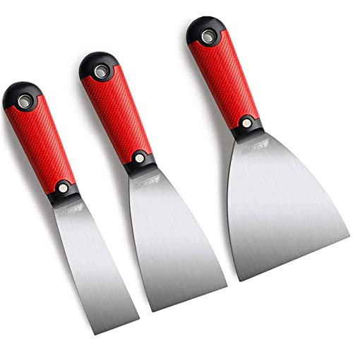 Nutmanel Spachtel, Malerspachtel, 3-teilig -40mm, 65mm, 100mm Spachtel Werkzeug aus Rostfreiem Edelstahl für Wand/Tapeten/Abziehbilder/Trockenbau Cover