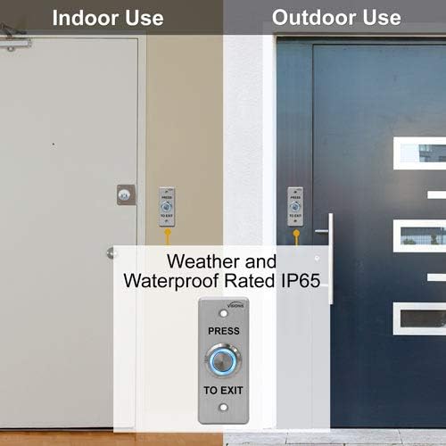 Miniatura 4 de Visionis VIS-7008 Interior + Exterior, resistente IP65 Timbre de puerta Solicitud Redonda para salir Botón Delgado para Control de acceso de puerta
