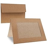 Photo Insert Note Cards - 25-Pack Paper Picture Frames Cards and Envelopes - Elegant Kraft Paper Photo Mats, Perfect for Inserting and Sending Memorable Documents, Holds 4 x 6 Inches Inserts
