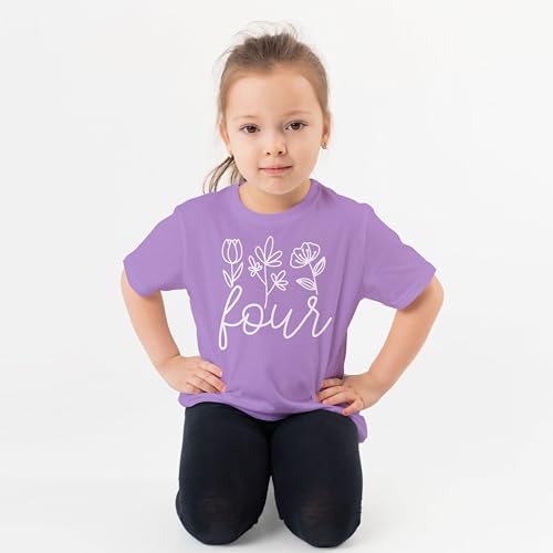 Floral 4th Birthday Shirt for Little Girls Fourth Birthday Outfit4