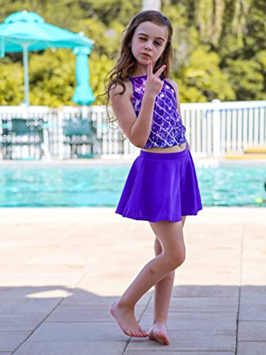 Girls Two Piece Swimsuit Size 9 10 Mermaid Tankini Bathing Suit Adjustable Strap Hawaii Swimwear Quick Dry #TOP4