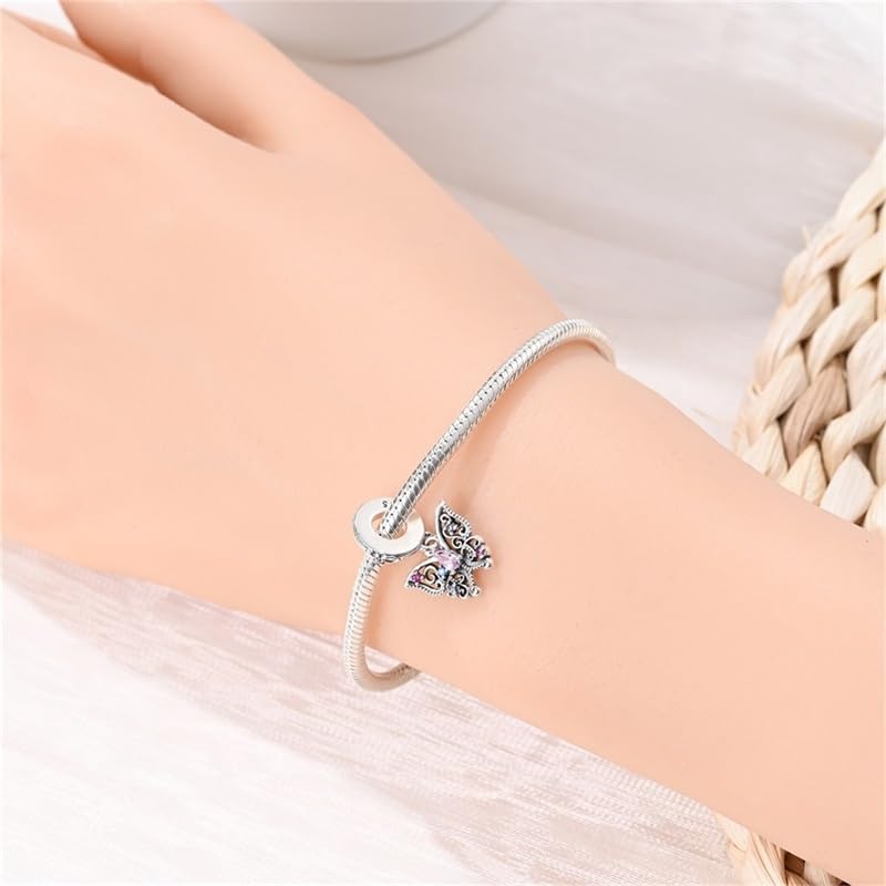CYCUFF 925 Sterling Silver Charms Suitable for Bracelets Charms Beads, Charm Necklaces Jewellery Gift for Women Family Friends (Romantic Classic Butterfly Charm) - Image 4