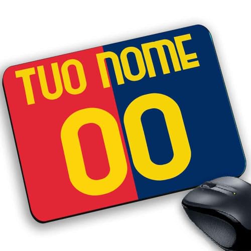 Tappetino per il mouse pad Gadget personalizzabile con nome e numero compatibile per tifoso Rossoblu Stile maglia #forza per Genoa Serie genova nel cuore (Maglia Genoa nome e numero)