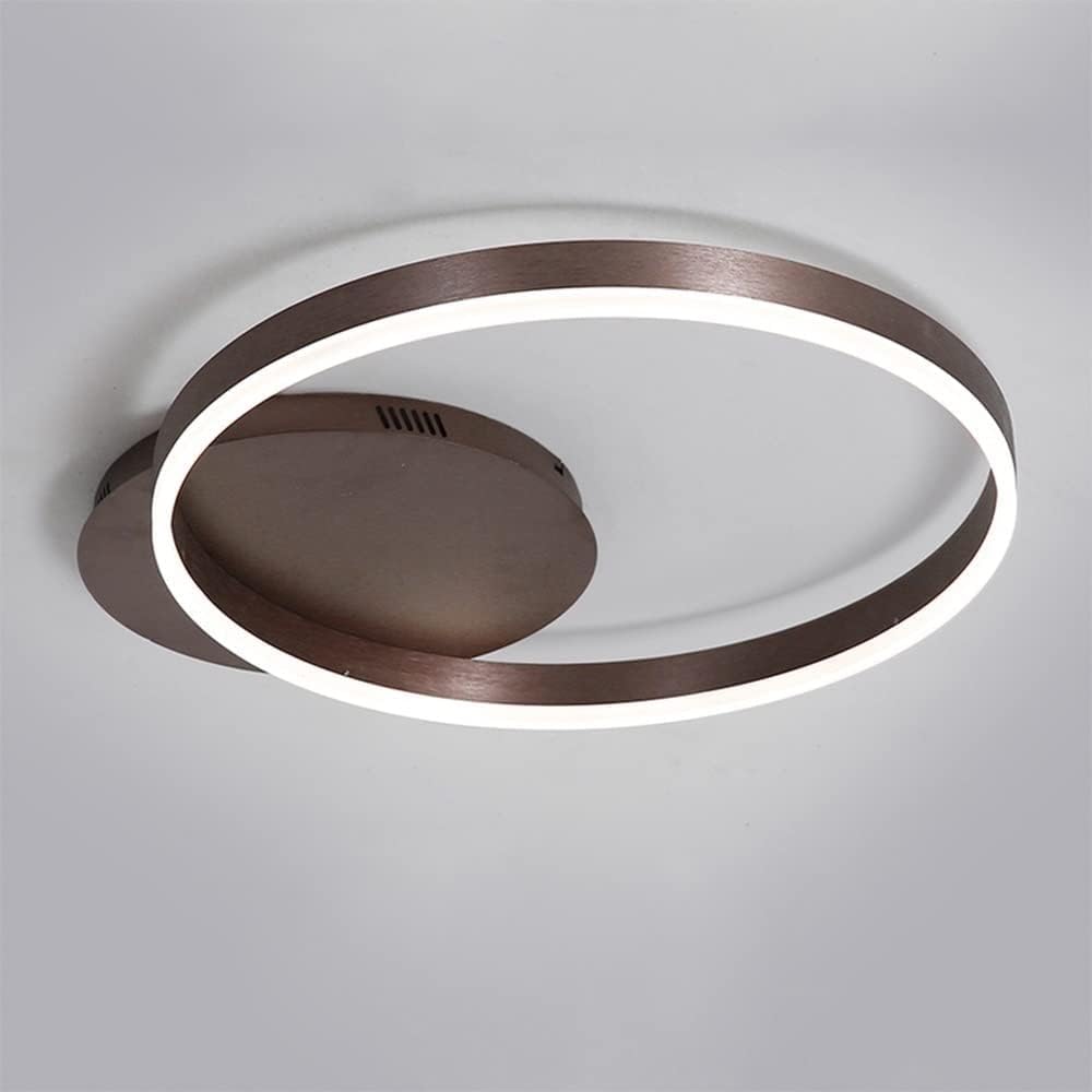 Plafonnier LED moderne rond en acrylique marron pour salon et bureau